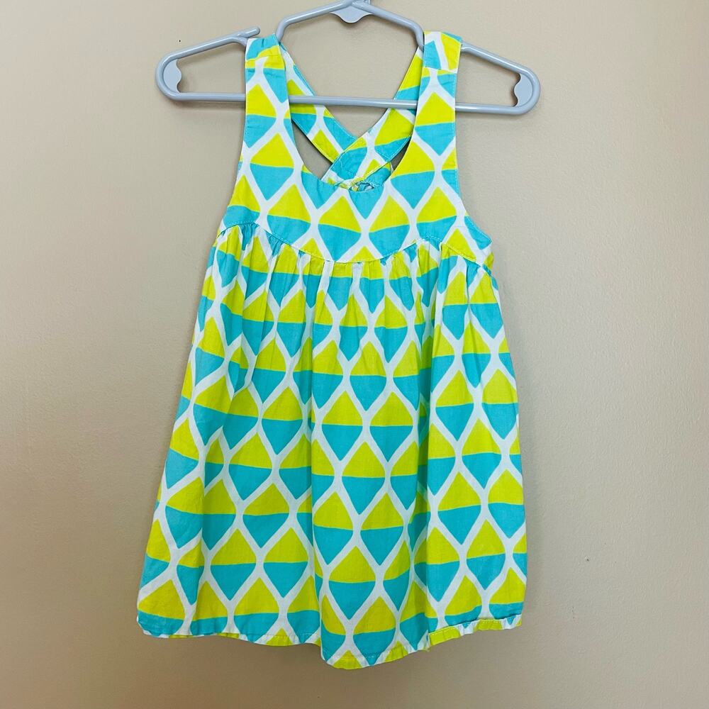 Carter's Girls Size 4 Sleeveless Colorful Top Neon Green Blue Casual Top Shirt